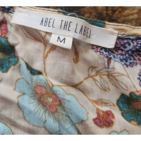 Abel the Label Dress Women's Medium Mixed Print Floral Boho Tie Waist Maxi - Picture 4 of 6